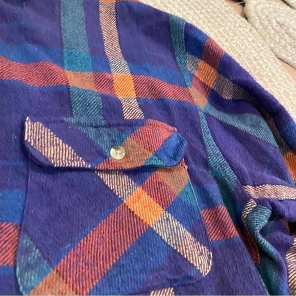 Northwest Territory single needle tailoring flannel plaid mens Medium blue - Picture 2 of 5